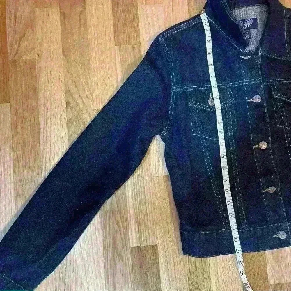 VTG Angels Denim Jean Jacket Blue Cotton Pockets Button Up Juniors Size Medium - Picture 5 of 8